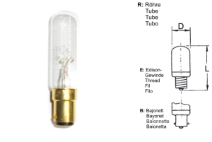 RIVA Lampadina industriale resistente agli urti 220-240V 20W BA15d (tubo/lampadina 20x85 trasparente)