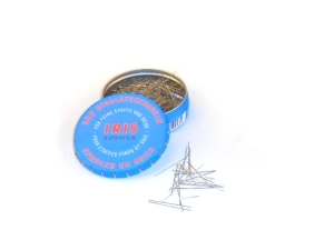 Alfileres IRIS de acero superfino 32 x 0,55mm, 500 piezas / 34g en lata click-clack