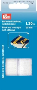 Klett-Haftverschlussband weiss 20 mm Karte 1.2 m, selbstklebend