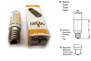RIVA macchina da cucire e industriale LED 220-240V 2,5W E14 (tubo/lampadina 16x58,5 chiaro) bianco