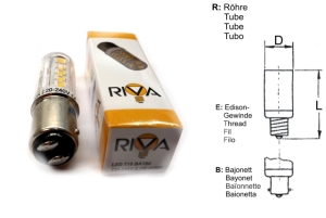 RIVA Nähmaschinen- und Industrie LED 220-240V 2.5W BA15d (Röhre/Kolben 16x50 klar) weiss