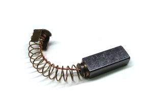 Motorkohle/Kohlebürste Graphit/Bronze mit Feder lang, Kabel und Bügel 6 x 9 x 22 (25) mm
